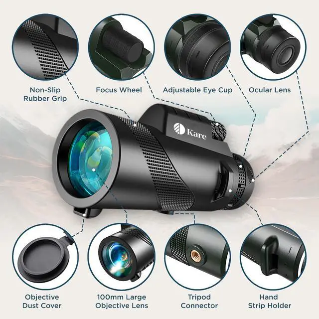 Alt view image 2 of 6 - 80X100 Monocular Telescope High Power with Smartphone Holder & Tripod, High Definition Larger Vision Monocular for Adults for Bird Watching Hiking Camping