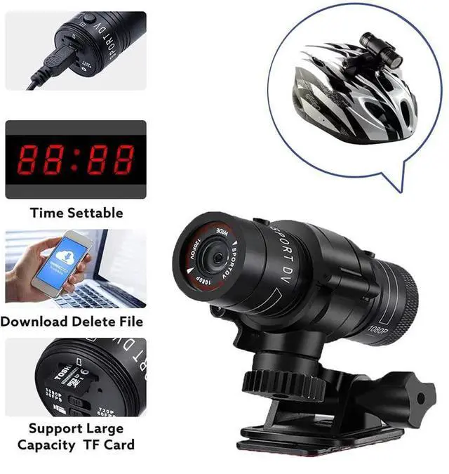 Alt view image 2 of 6 - Wzquisite Motorcycle Helmet Camera, Bike Video Camera- 1080p Sports Action Camera 120° Wide Angle Camcorder Waterproof with Handle Brackect,32G SD Card