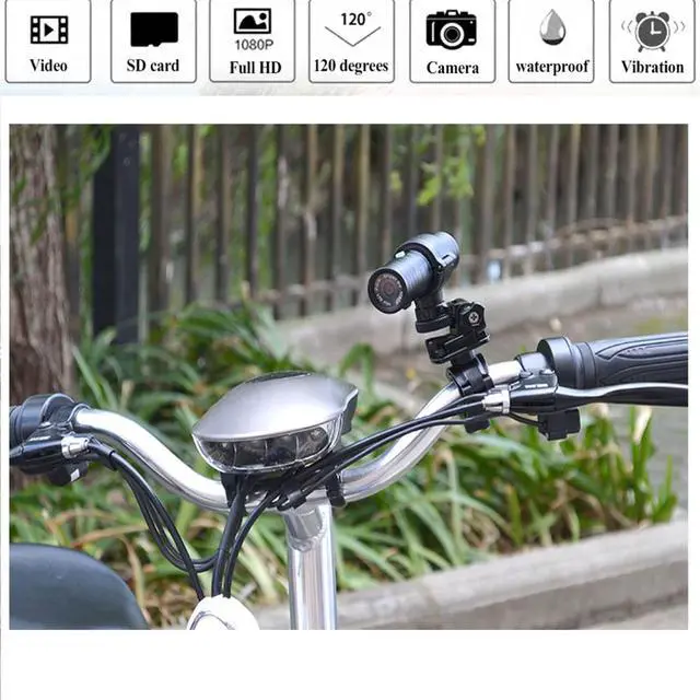 Alt view image 5 of 6 - Wzquisite Motorcycle Helmet Camera, Bike Video Camera- 1080p Sports Action Camera 120° Wide Angle Camcorder Waterproof with Handle Brackect,32G SD Card