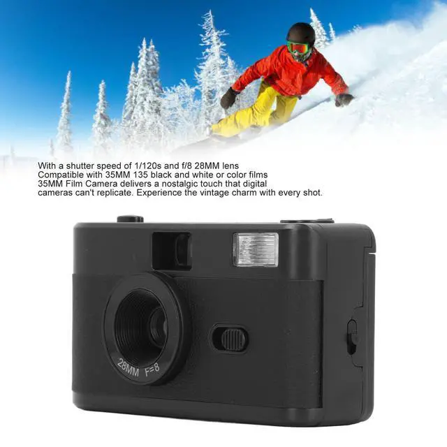 Alt view image 2 of 6 - 35mm Retro Camera, ABS Optical Glass 1.2MInfinity 35mm Film Camera 28MM F/8 Lens Built in Flash Lightweight for Photography (Black)