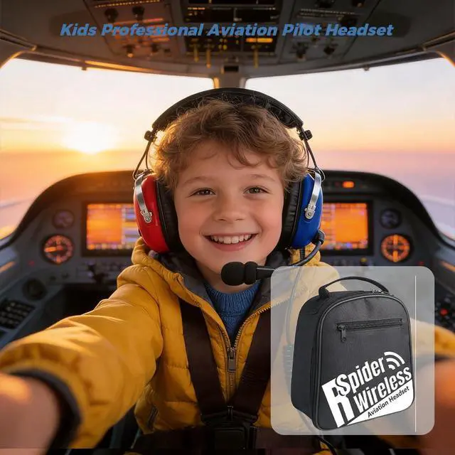 Alt view image 6 of 6 - General Aviation Child Headset with Noise Canceling Mic, Mono/Stereo Switch | 3.5mm Input Jack, Include Headset Bag