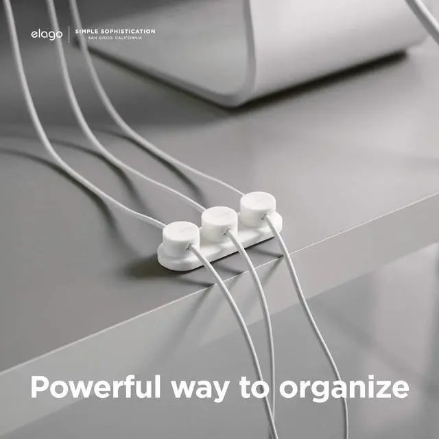 Alt view image 2 of 6 - Magnetic Cable Management Buttons | Reusable Sticker Attaches to Surface, Organize 3 Cables, Magnetic cable holder, Powerful magnets, Desk Organization (Black)