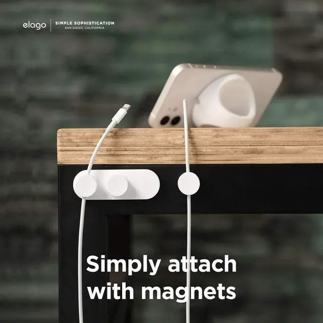 Alt view image 4 of 6 - Magnetic Cable Management Buttons | Reusable Sticker Attaches to Surface, Organize 3 Cables, Magnetic cable holder, Powerful magnets, Desk Organization (Black)