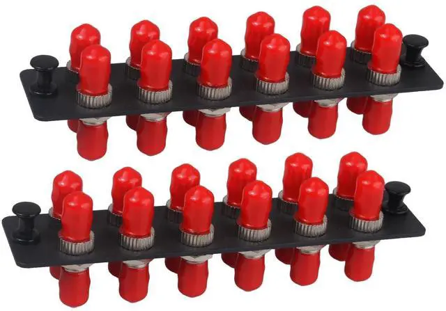 Main image of 12-Port ST UPC SM Fiber Patch Panel with 12 Simplex Adapters, 2pcs | fiber adapter panel 12-fiber ST to ST UPC singlemode, Ideal for data centers & telecom racks & FTTH, low insertion loss