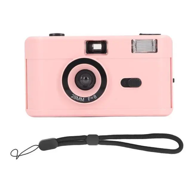 Alt view image 4 of 6 - 35mm Retro Camera, ABS Optical Glass 1.2MInfinity 35mm Film Camera 28MM F/8 Lens Built in Flash Lightweight for Photography (Pink)