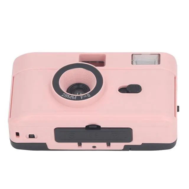 Alt view image 6 of 6 - 35mm Retro Camera, ABS Optical Glass 1.2MInfinity 35mm Film Camera 28MM F/8 Lens Built in Flash Lightweight for Photography (Pink)