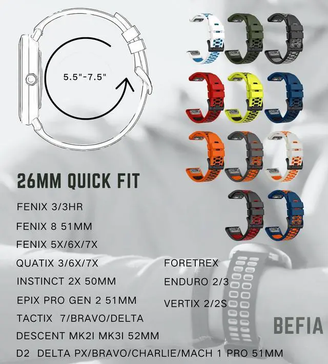 Alt view image 6 of 6 - 26mm Watch Band for Garmin Fenix 8 51mm 3 5x 6x pro 7x pro sapphire solar, quickfit 26 replacement bands for Garmin enduro 2 3 tactix 7 delta for men