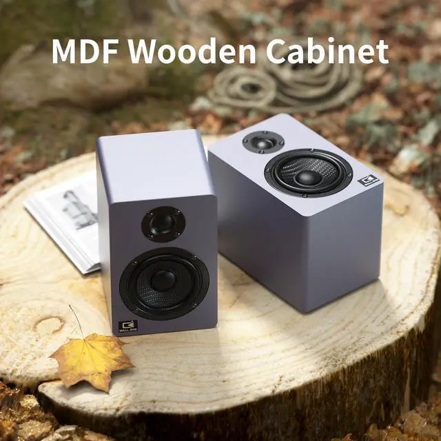 Alt view image 4 of 6 - H2 Bookshelf Speakers, 60W Stereo, Record Player/Computers Speakers, DSP, Carbon-Fiber Woofer, Silk Tweeter, Optical/USB-C/AUX, Bluetooth 5.3, Slate Blue