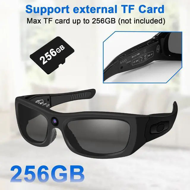 Alt view image 6 of 6 - Camera Glasses HD 1080P Video Glasses Bluetooth Sunglasses Camera UV Protection Polarized Lens Sport Action Cam with Earphones for Travel, Cycling, Driving and Other Outdoor Sports