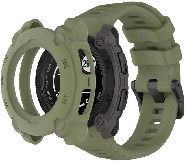 Main image of Silicone Watch Band Compatible for Garmin Instinct E 40mm/45mm - Soft Breathable Waterproof Strap for Men Women, Adjustable Sport Wristband with PC Case Bumper