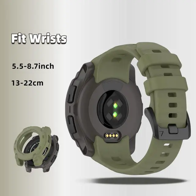 Alt view image 4 of 6 - Silicone Watch Band Compatible for Garmin Instinct E 40mm/45mm - Soft Breathable Waterproof Strap for Men Women, Adjustable Sport Wristband with PC Case Bumper