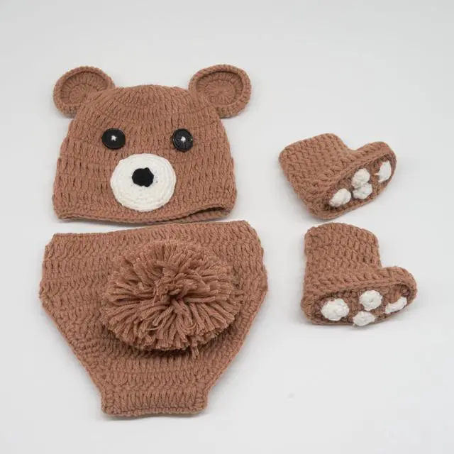 Alt view image 2 of 6 - Newborn Photography Props Animal Outfits | Baby Boy Girl Photo Shoot Outfit, Crochet Knit Infant Picture Prop, Handmade Animals Costume