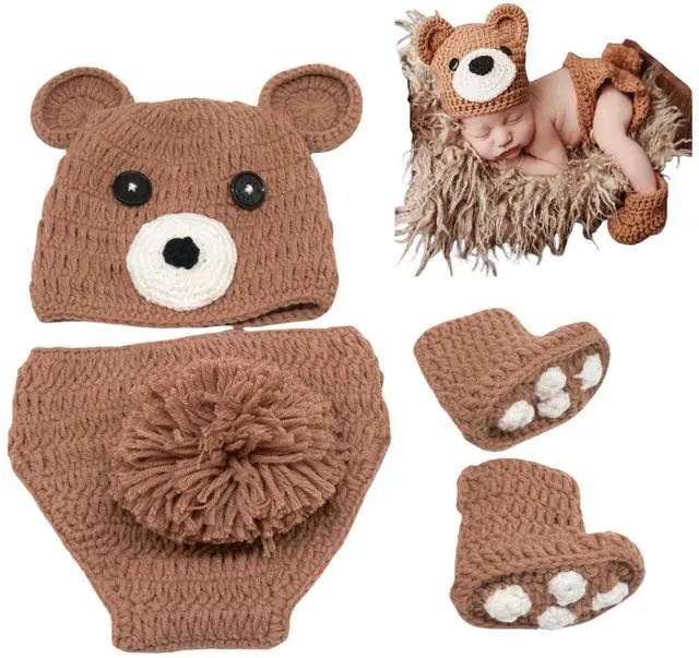 Alt view image 6 of 6 - Newborn Photography Props Animal Outfits | Baby Boy Girl Photo Shoot Outfit, Crochet Knit Infant Picture Prop, Handmade Animals Costume