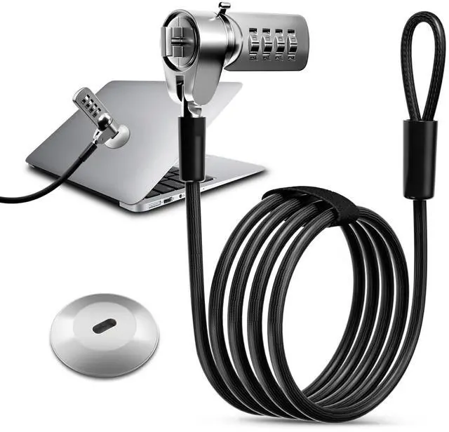 Main image of Computer Lock Laptop Lock with Slot Plate 6.23 ft Anti Theft Lock | Combination Security Locking Cable, Digital Password Protection, Lock Cable for Laptop, Computer Lock,Tablet Lock,Phone Lock