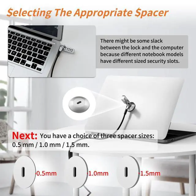 Alt view image 4 of 6 - Computer Lock Laptop Lock with Slot Plate 6.23 ft Anti Theft Lock | Combination Security Locking Cable, Digital Password Protection, Lock Cable for Laptop, Computer Lock,Tablet Lock,Phone Lock