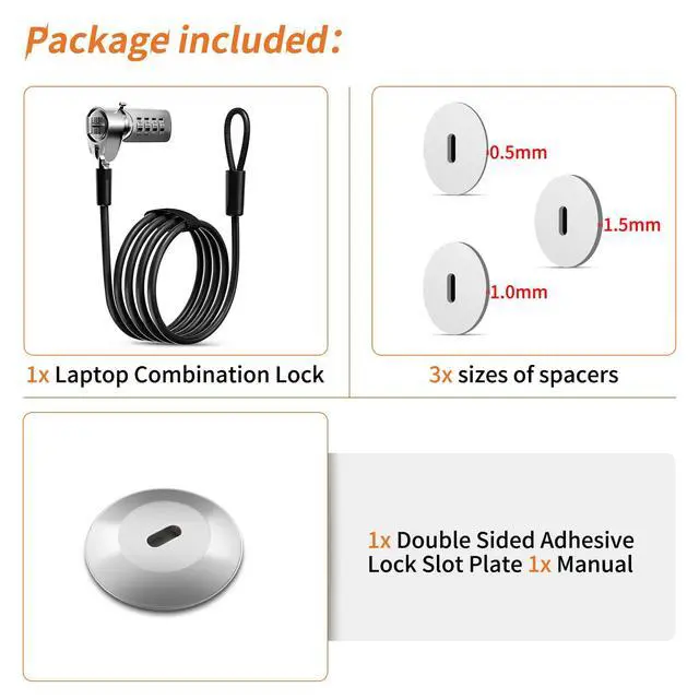Alt view image 6 of 6 - Computer Lock Laptop Lock with Slot Plate 6.23 ft Anti Theft Lock | Combination Security Locking Cable, Digital Password Protection, Lock Cable for Laptop, Computer Lock,Tablet Lock,Phone Lock