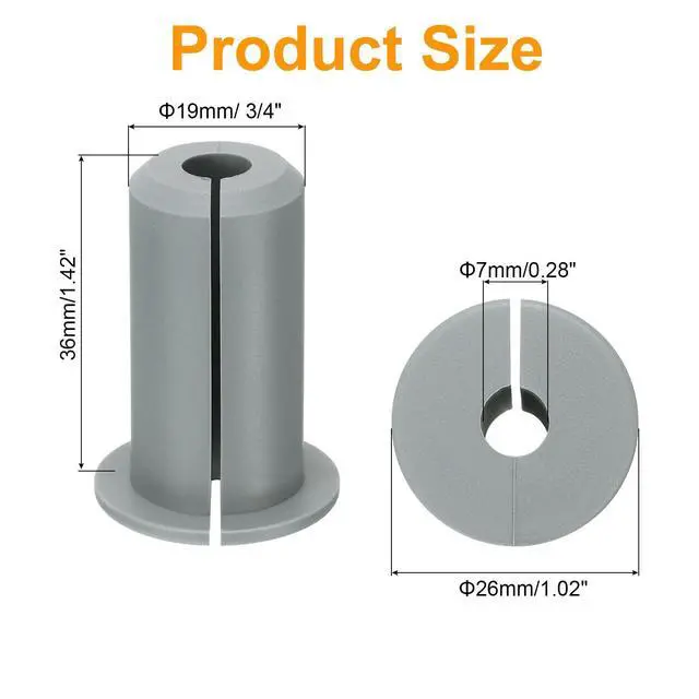 Alt view image 2 of 6 - 8Pcs Wall Grommets for Cables 3/4 Inch Silicone Cable Wall Bushing Feed Through Cable Routing Kit Accessories Wall Cable Pass Through for Ethernet with 7mm Hole, Grey