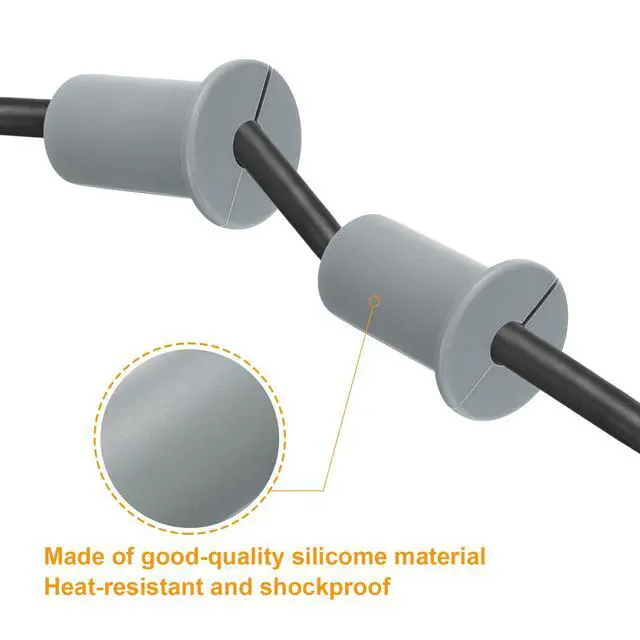 Alt view image 4 of 6 - 8Pcs Wall Grommets for Cables 3/4 Inch Silicone Cable Wall Bushing Feed Through Cable Routing Kit Accessories Wall Cable Pass Through for Ethernet with 7mm Hole, Grey