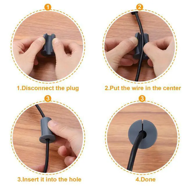 Alt view image 5 of 6 - 8Pcs Wall Grommets for Cables 3/4 Inch Silicone Cable Wall Bushing Feed Through Cable Routing Kit Accessories Wall Cable Pass Through for Ethernet with 7mm Hole, Grey