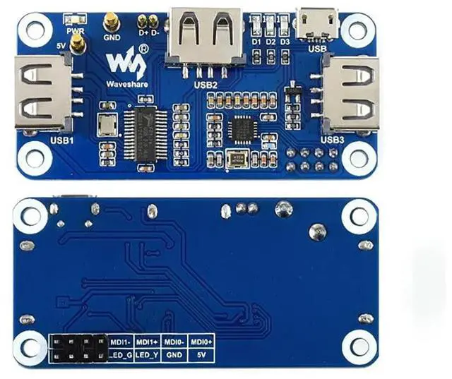 Main image of PoE Ethernet USB HUB HAT for Raspberry Pi Zero, RJ45, 3 USB Ports | 802.3af PoE HAT with 10/100M RJ45 and 3 USB 2.0 ports for Raspberry Pi Zero, Zero W, Zero WH, Zero 2W projects