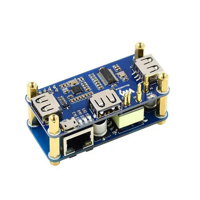 Alt view image 2 of 6 - PoE Ethernet USB HUB HAT for Raspberry Pi Zero, RJ45, 3 USB Ports | 802.3af PoE HAT with 10/100M RJ45 and 3 USB 2.0 ports for Raspberry Pi Zero, Zero W, Zero WH, Zero 2W projects