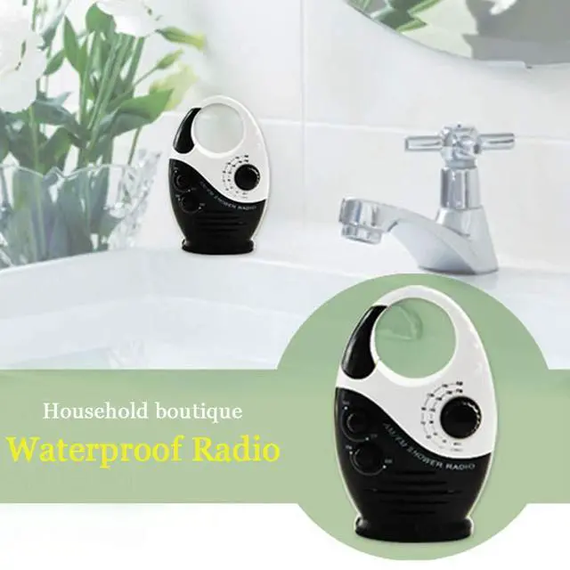 Alt view image 2 of 6 - Shower Radio, Waterproof Shower Radio, 1Pc Adjustable Volume Shower AM FM Button Speaker Portable Waterproof Speaker Bathroom Shower Speakers Wireless Radio with Top Handle.(Black)