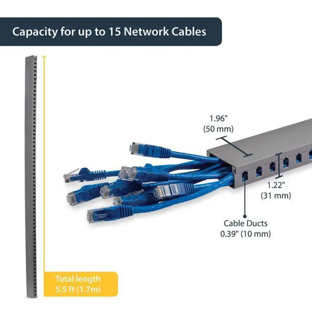Alt view image 2 of 6 - 5.6ft Server Rack Cable Management - Customizable 2in x 1in Open Slot Network & Data Finger Duct Wire Raceway Organizer w/Cover (AD105X1) (Pack of 3)
