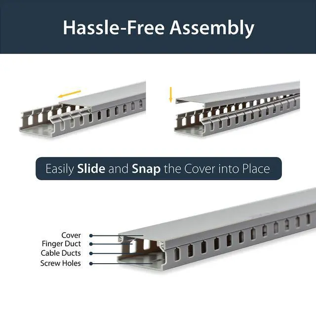 Alt view image 4 of 6 - 5.6ft Server Rack Cable Management - Customizable 2in x 1in Open Slot Network & Data Finger Duct Wire Raceway Organizer w/Cover (AD105X1) (Pack of 3)