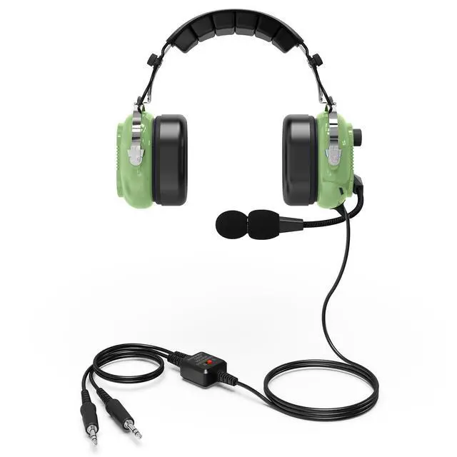 Alt view image 2 of 6 - Dual GA Plug Noise Cancelling Pilot Headsets with Boom Mic Aircraft Headphone General Aviation Headset,NRR 24dB Anti-Noise Microphone,Twin Plug Flight School Headphones (Light Green) (A)