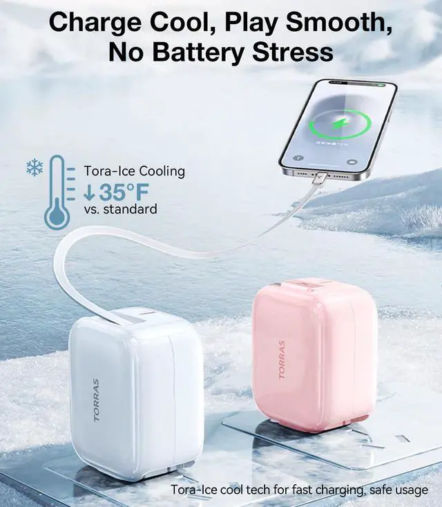 Alt view image 5 of 6 - FlexLine 40W USB C Charger, Dual-Port GaN Retractable Charger | iPhone 17/16/15, Galaxy, Pixel, iPad compatible, built-in braided cable, dual-device fast charging, travel and desk use