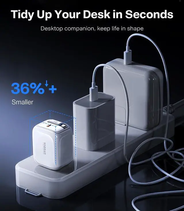 Alt view image 6 of 6 - FlexLine 40W USB C Charger, Dual-Port GaN Retractable Charger | iPhone 17/16/15, Galaxy, Pixel, iPad compatible, built-in braided cable, dual-device fast charging, travel and desk use