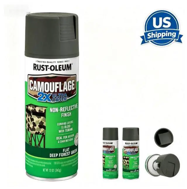 Main image of Deep Forest Green Flat Camouflage Spray Paint, 12 oz, 2X UltraCover NonReflective Coating