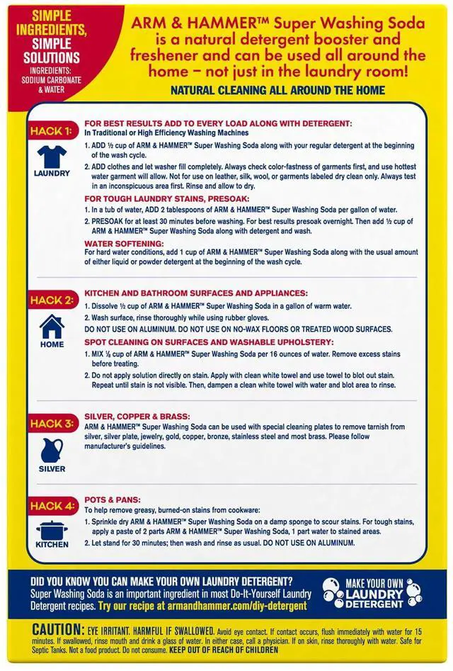 Alt view image 5 of 6 - Multipurpose Powder Laundry Booster & Household Cleaner, 55 oz, FragranceFree Washing Soda