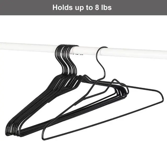Alt view image 3 of 6 - NonSlip Clothes Hangers with Chrome Hooks, Slim SpaceSaving Adult Garment Hangers, 10Pack, Black