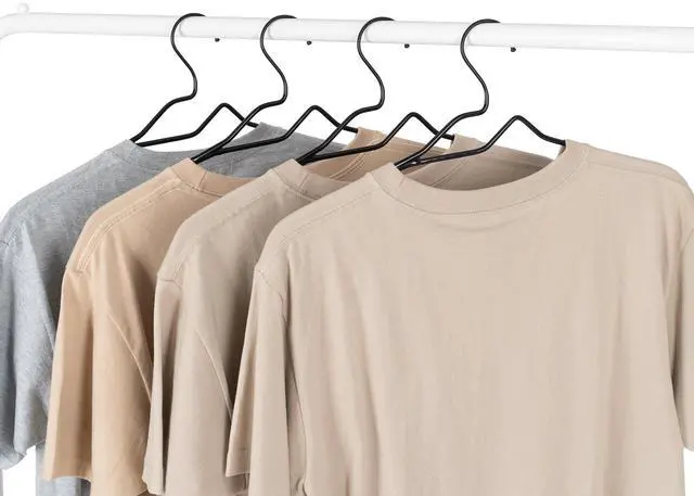 Alt view image 6 of 6 - NonSlip Clothes Hangers with Chrome Hooks, Slim SpaceSaving Adult Garment Hangers, 10Pack, Black