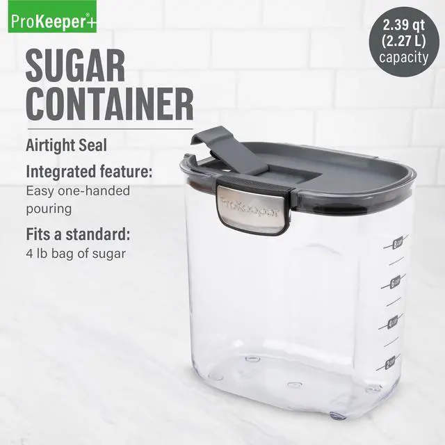 Alt view image 4 of 6 - Airtight Sugar Storage Canister with FliptoPour Spout & StainlessSteel Latch, 4 lb Capacity