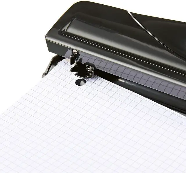 Alt view image 5 of 5 - 3Hole Paper Punch, 12Sheet Punching Capacity, Metal Office Hole Puncher with Removable Chip Tray, Black