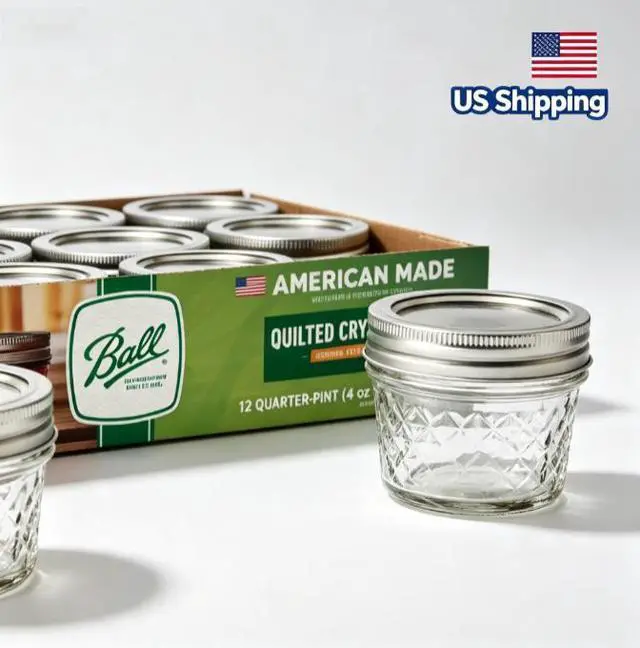 Main image of 4oz RegularMouth Quilted Mason Jars, 12Pack Glass Jelly Storage Jars with Lids & Bands