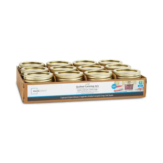 Alt view image 2 of 6 - Mini Quilted Glass Mason Jars 4oz, 12Pack with Airtight TwoPiece Lids for Canning & Gifting