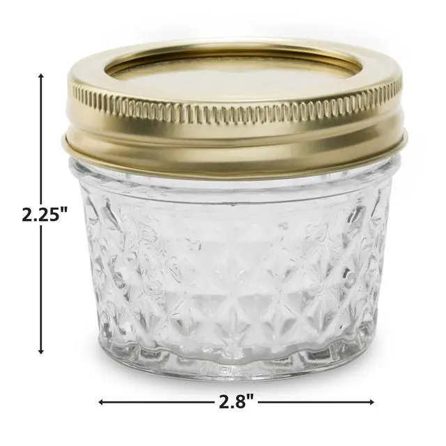 Alt view image 4 of 6 - Mini Quilted Glass Mason Jars 4oz, 12Pack with Airtight TwoPiece Lids for Canning & Gifting