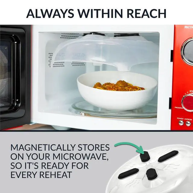 Alt view image 2 of 4 - 12Inch Clear Microwave Splatter Cover with BuiltIn Magnets, Ventilated Plate Lid
