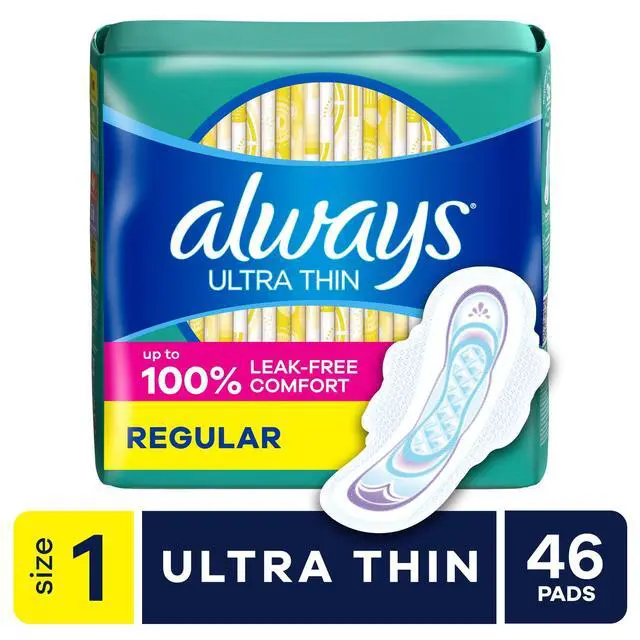 Alt view image 2 of 5 - UltraThin Feminine Pads with Wings, Size 1 Regular Absorbency, 46 Count
