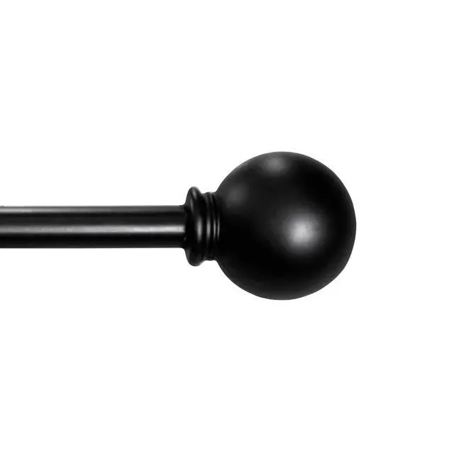 Alt view image 4 of 5 - 1/2inch Black BallFinial Adjustable Single Curtain Rod, 2848 Inch WallMount Window Rod