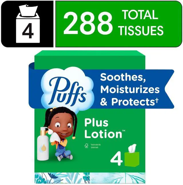 Main image of LotionInfused Soft Facial Tissues, 4 Mega Cube Boxes, 72 Sheets Per Box