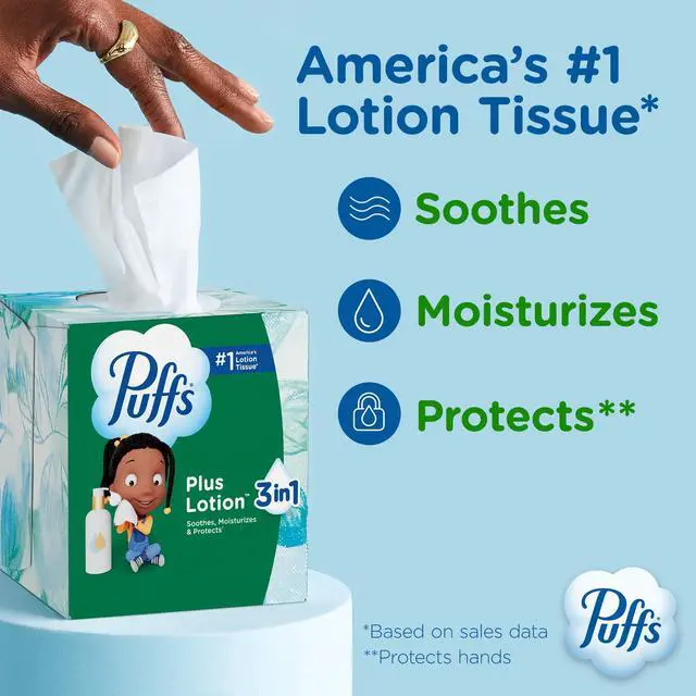 Alt view image 4 of 4 - LotionInfused Soft Facial Tissues, 4 Mega Cube Boxes, 72 Sheets Per Box