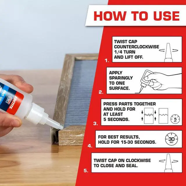 Alt view image 4 of 4 - Professional Gel Super Glue, NoDrip Clear Adhesive, MultiSurface HeavyDuty Glue, 20 g Bottle