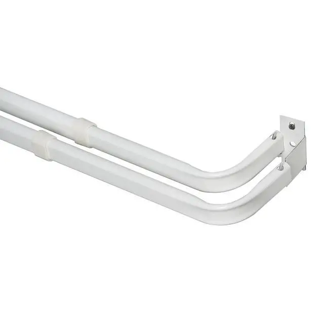 Main image of WrapAround Adjustable Double Curtain Rod, White Metal, 84120 Inch, 23 Inch Projection