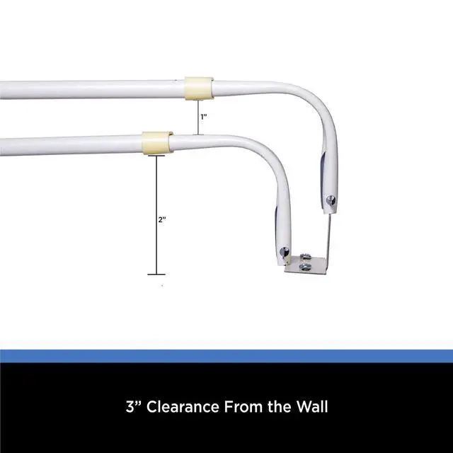Alt view image 2 of 5 - WrapAround Adjustable Double Curtain Rod, White Metal, 84120 Inch, 23 Inch Projection