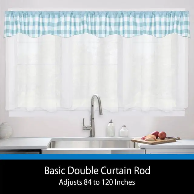 Alt view image 4 of 5 - WrapAround Adjustable Double Curtain Rod, White Metal, 84120 Inch, 23 Inch Projection