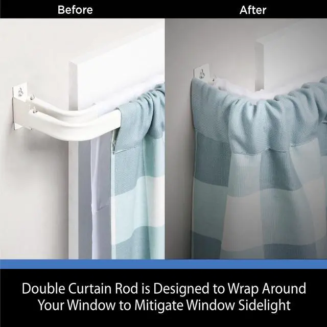 Alt view image 3 of 5 - WrapAround Adjustable Double Curtain Rod, White Metal, 84120 Inch, 23 Inch Projection